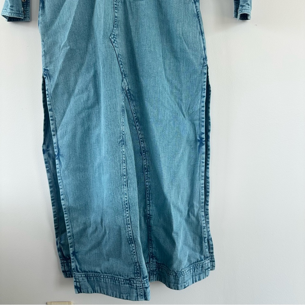 Free People Mad Love Midi Size Small Long Sleeve Denim Dress - Picture 2 of 13